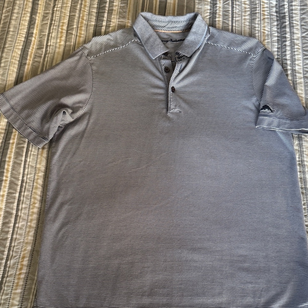 Men's Blue Striped Tommy Bahama Polo Shirt